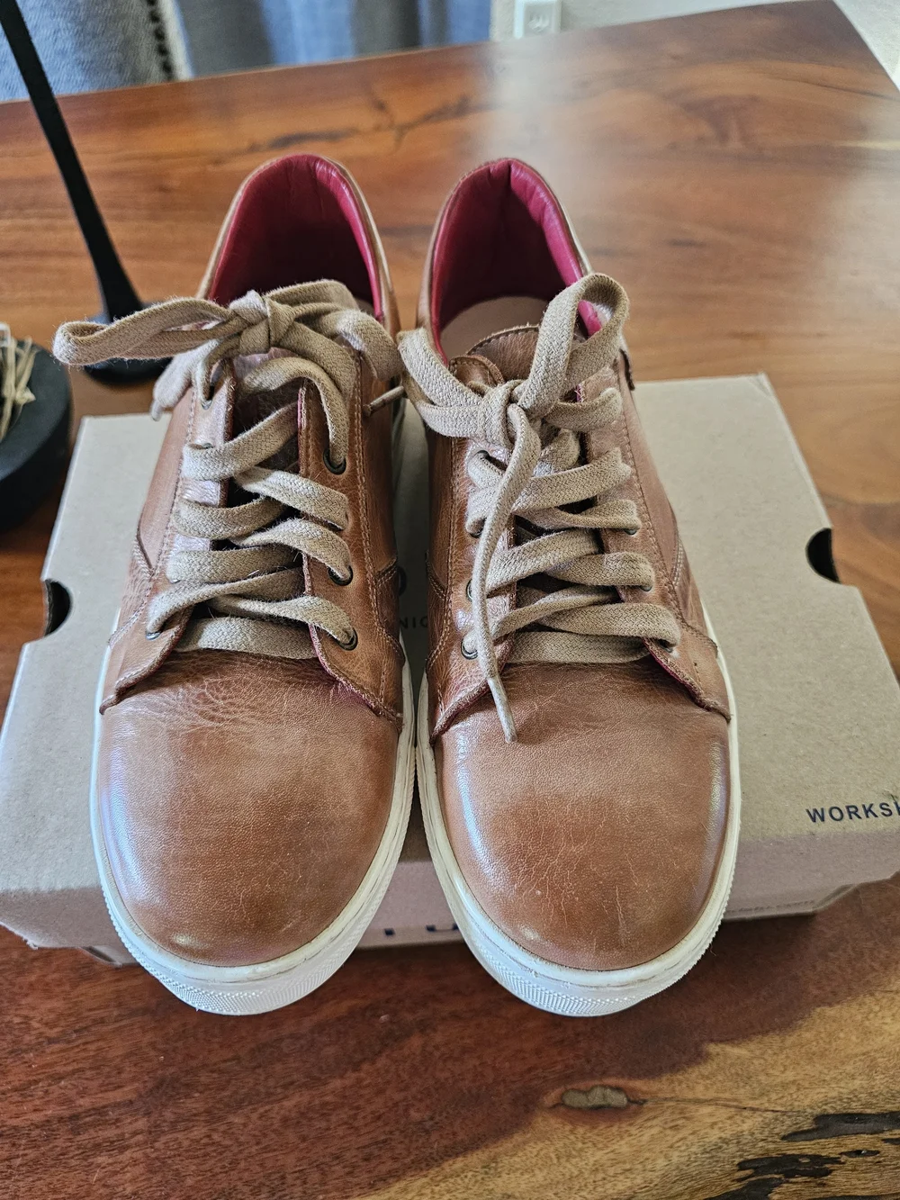 Bed Stu Women’s Brown Leather Sneakers with Red Lining